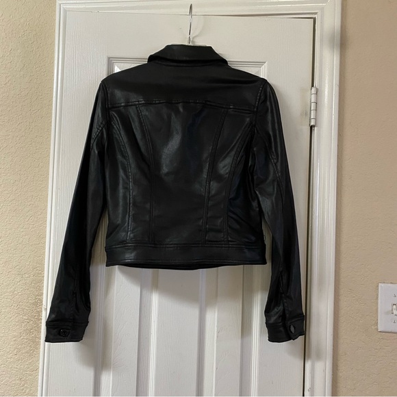 White House Black Market Coated Denim Classic Cropped Faux Leather Jacket Size 4 - Picture 8 of 16